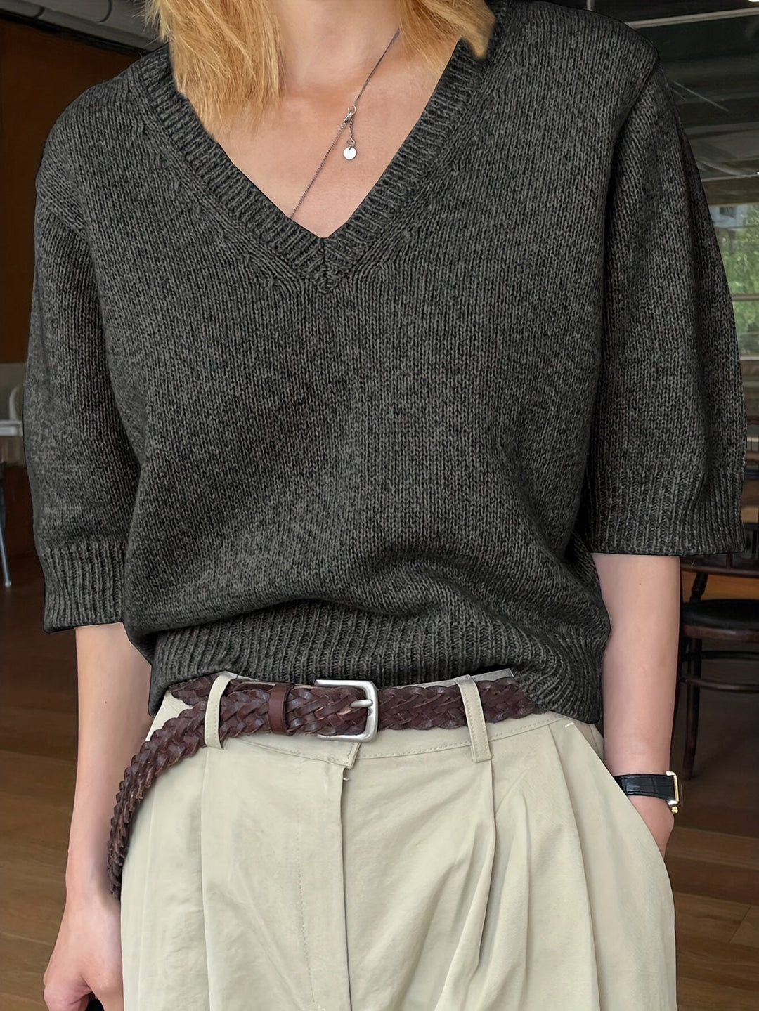 Trui Dames met V-hals | Korte Mouw &amp; Ademend Comfort