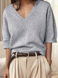 Trui Dames met V-hals | Korte Mouw & Ademend Comfort