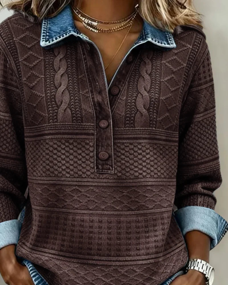 Trui met polokraag dames | Half knoopsluiting &amp; stijlvol structuurdesign