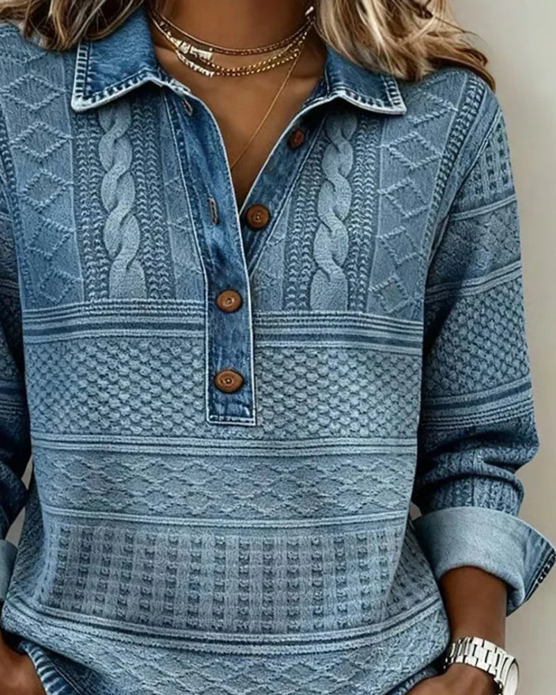 Trui met polokraag dames | Half knoopsluiting &amp; stijlvol structuurdesign