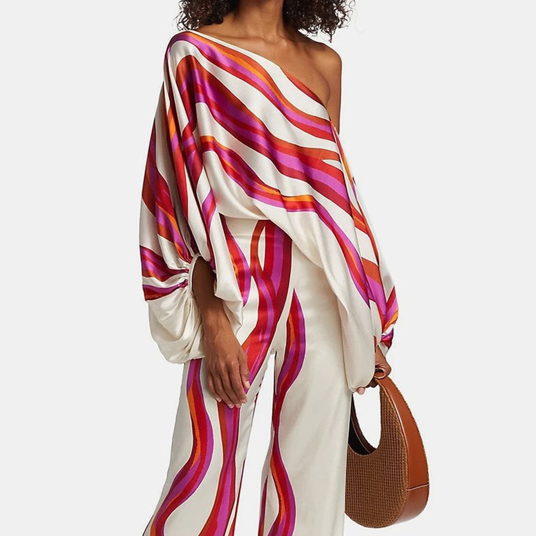 Tweedelige Set Dames | Luxe Off-Shoulder &amp; Satijnglans