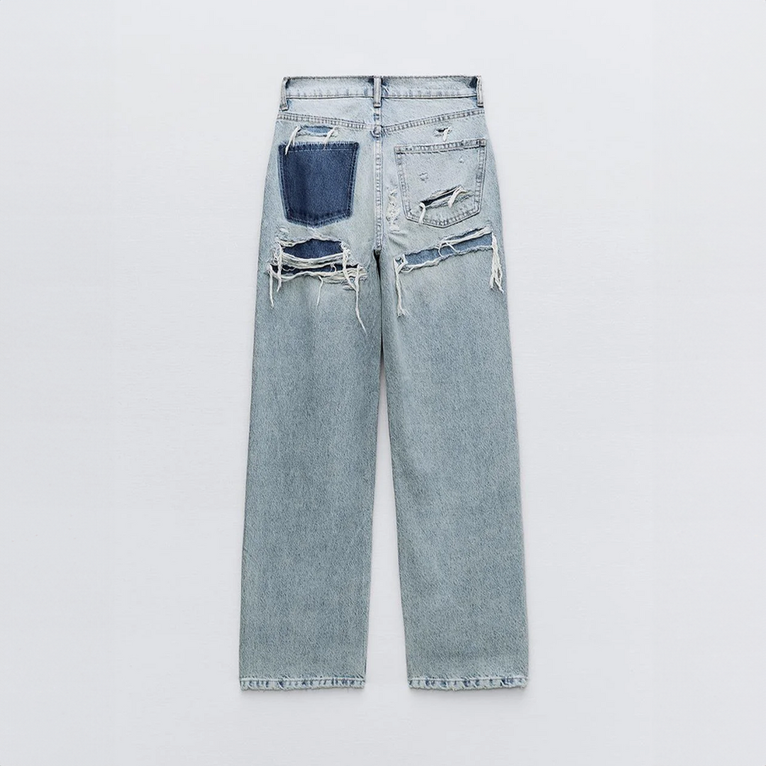Vintage jeans Dames | Ripped details &amp; relaxte straight fit