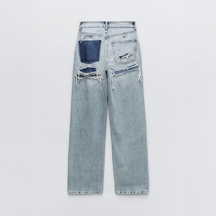 Vintage jeans Dames | Ripped details &amp; relaxte straight fit