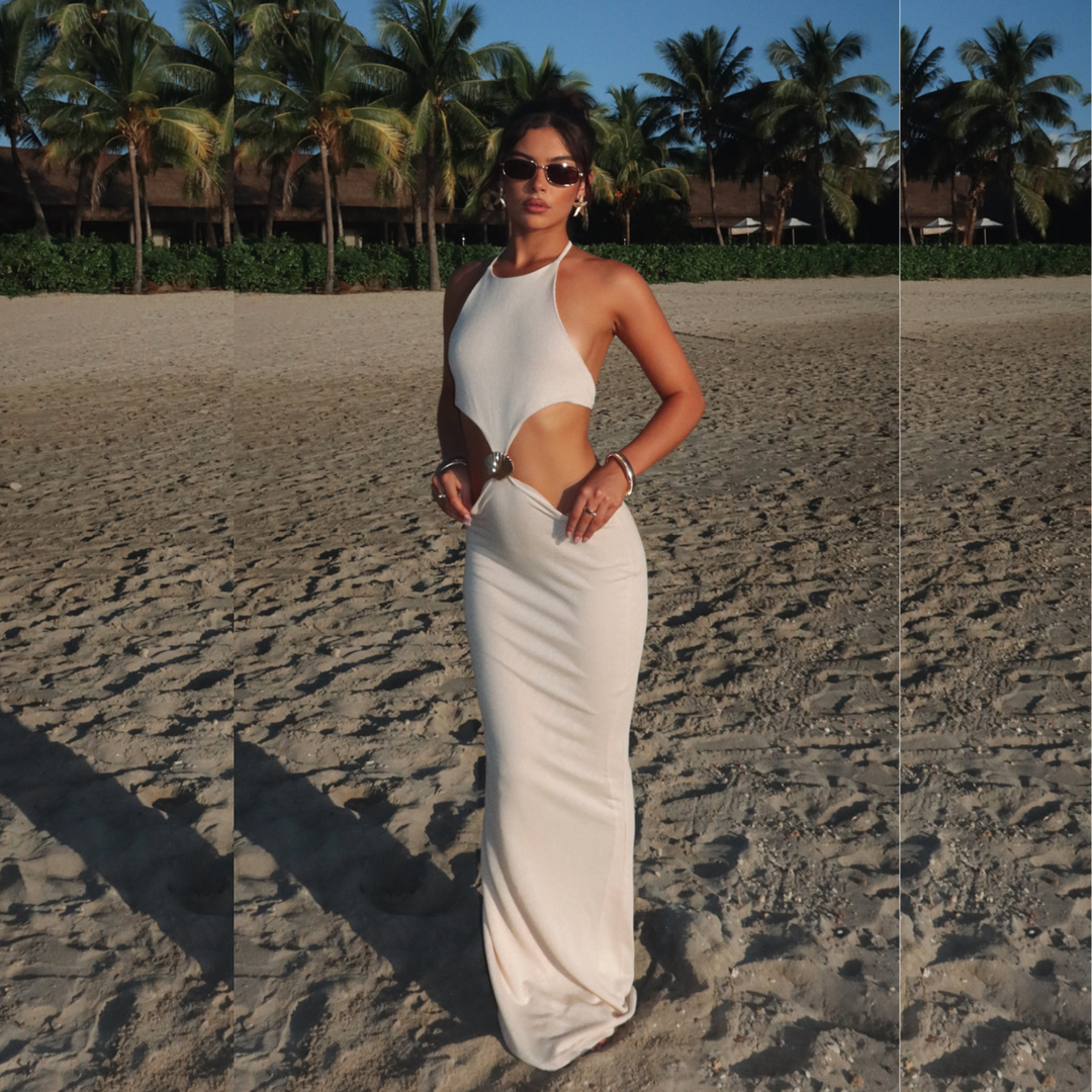 Vrouwen Breezy Haltered Open Back Maxi Zomerjurk - Sophie