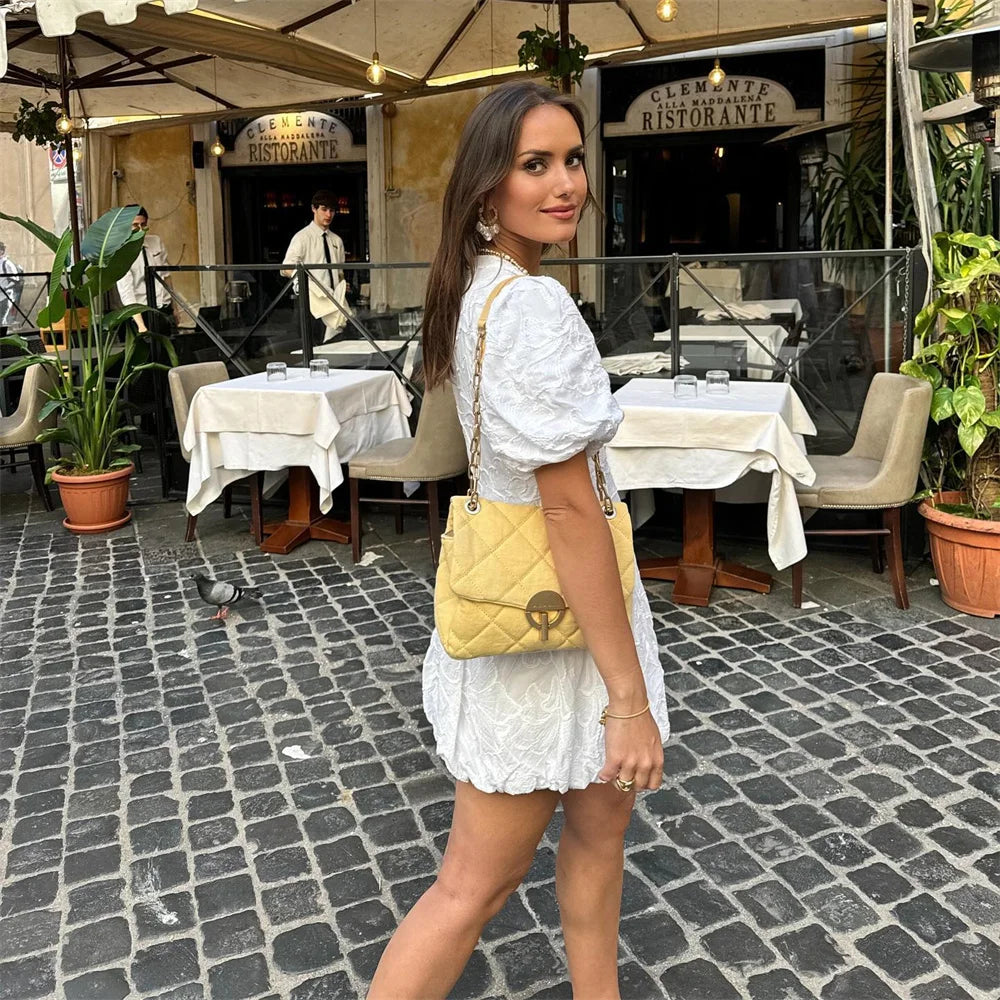 Vrouwen Elegante Witte Lichtgewicht Ademende Mini Zomerjurk - Lydia