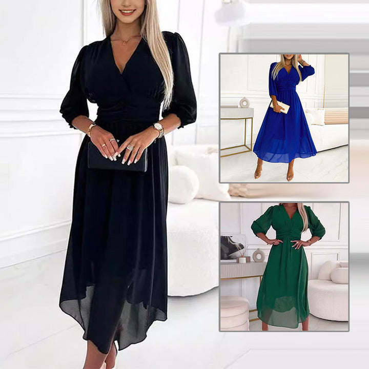 Vrouwen Lichtgewicht Chiffon Elegante Fit Midi Zomerjurk - Amira