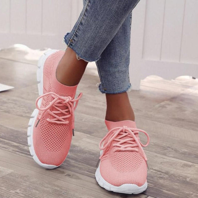Dames Mesh Sneakers met Vetersluiting en Lichtgewicht Zool