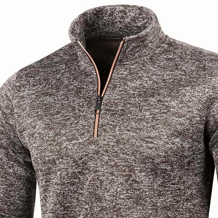 Heren Sweater met Halve Rits en Staande Kraag