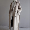 Winterjas Dames | Lange Winterjas Dames | Brede Kraag & Strikriem voor Elegante Taille