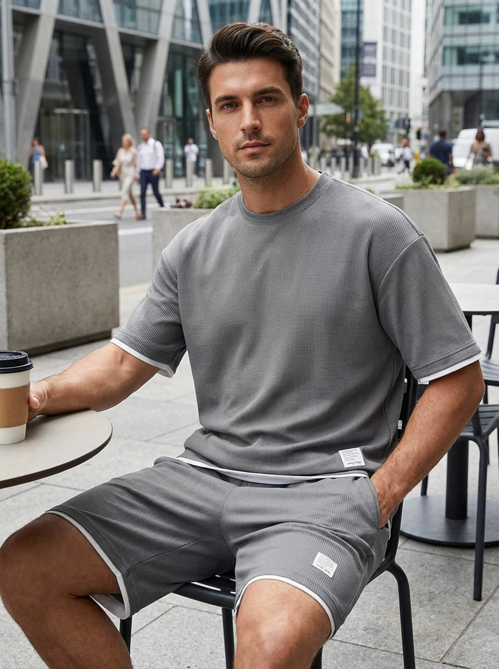 Zomer Outfit Heren | T-shirt &amp; Short Set met Contrastbies