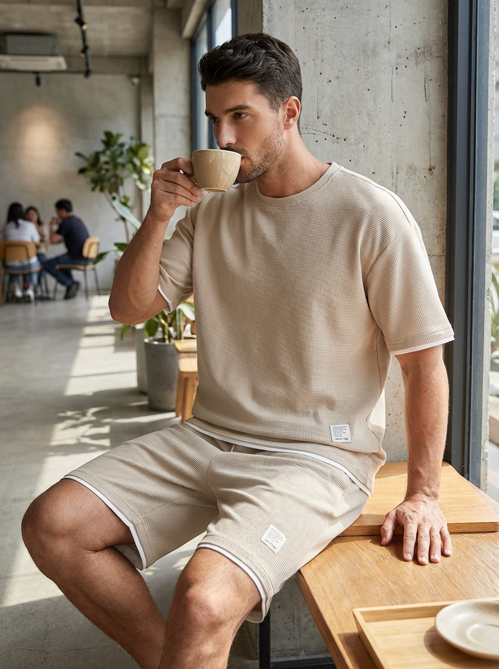 Zomer Outfit Heren | T-shirt &amp; Short Set met Contrastbies