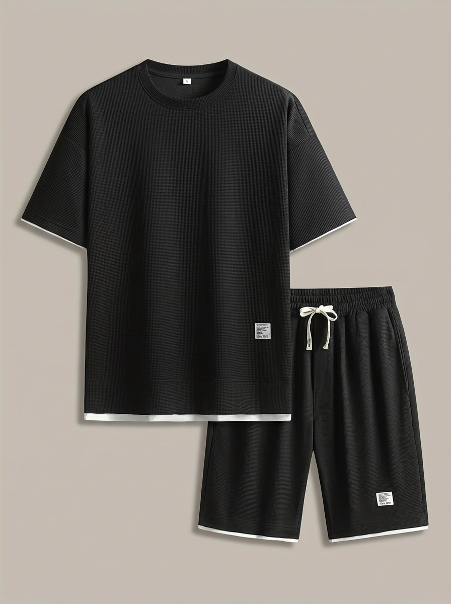 Zomer Outfit Heren | T-shirt &amp; Short Set met Contrastbies