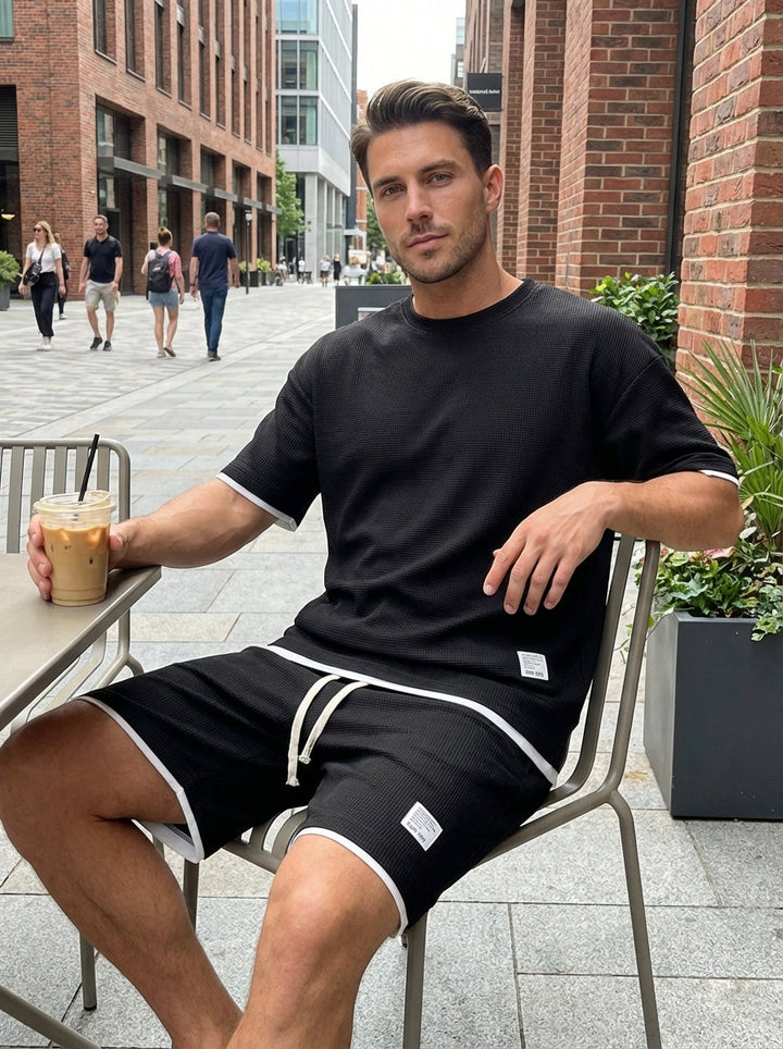 Zomer Outfit Heren | T-shirt &amp; Short Set met Contrastbies