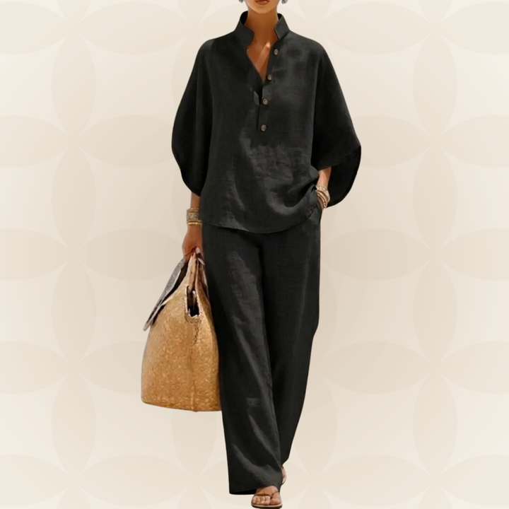 Zomer Set Dames | 2-Delige Linnen Look &amp; Wijde Broek