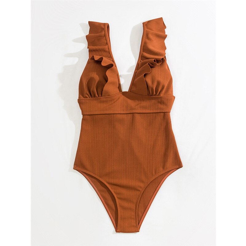 Zwempak Dames | Boho Ruches &amp; Diepe V-hals