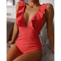 Zwempak Dames | Boho Ruches & Diepe V-hals