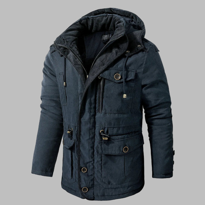 Heren Winterjas met Meerdere Zakken Afneembare Capuchon