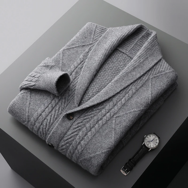Heren Cardigan Vest met Kabelpatroon en Knoopsluiting