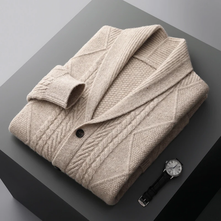 Heren Cardigan Vest met Kabelpatroon en Knoopsluiting