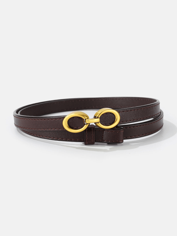 Dames Smalle Leren Riem met Ringsluiting voor Tailleaccent