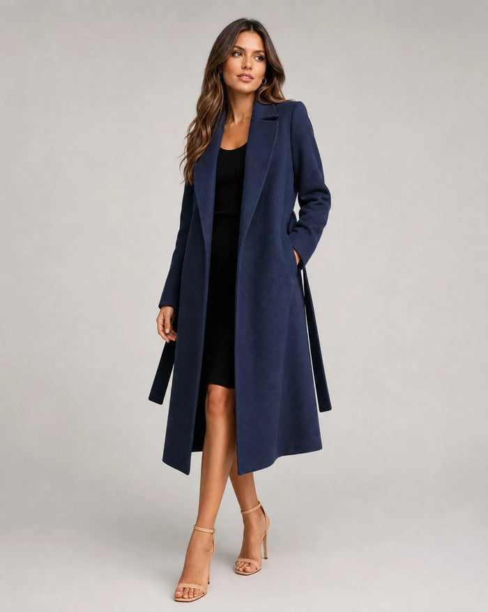 Dames Lange Trenchcoat met Ceintuur en Revers