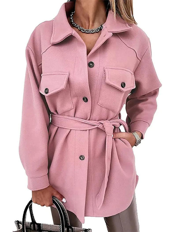 Dames Lange Overshirt Jas met Borstzakken