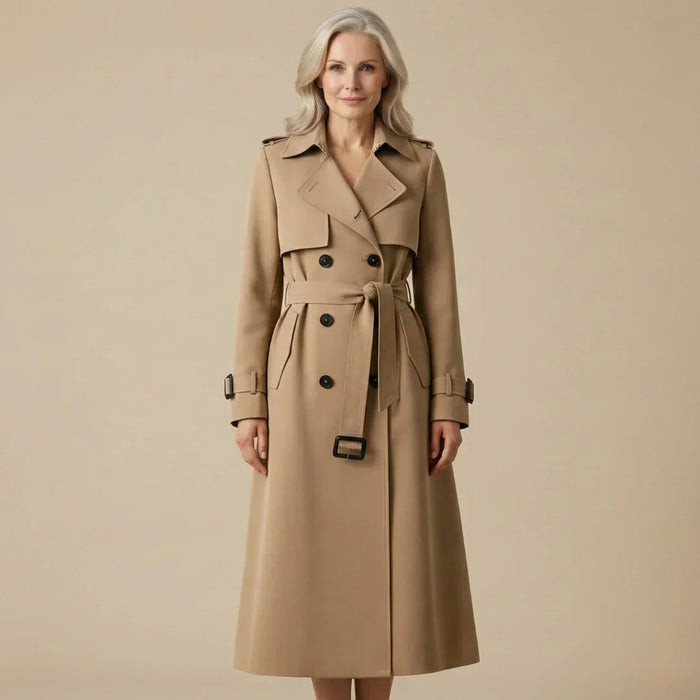 Dames Trenchcoat met Dubbele Knopenrij en Ceintuur