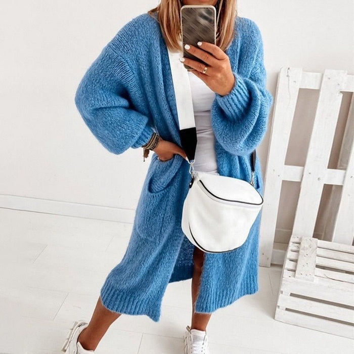 Dames Oversized Gebreide Vest met Lange Mouwen